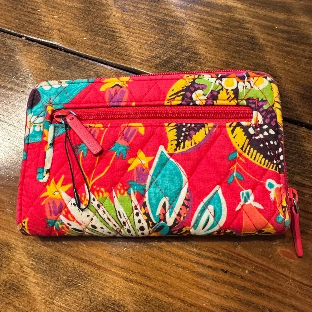 Vera Bradley Multicolor Patterned Wallet Red/turquoise metal clip Never used